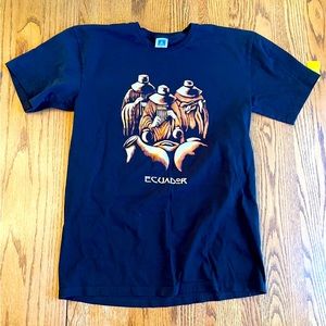 Ecuador Three Musicians Troubadour Black Cotton T-shirt XL - EUC!